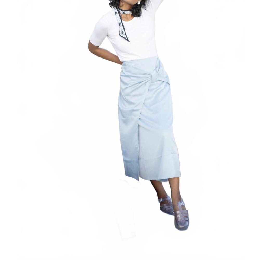 NEW ESTEEM COUTURE bow slip skirt in dusty blue